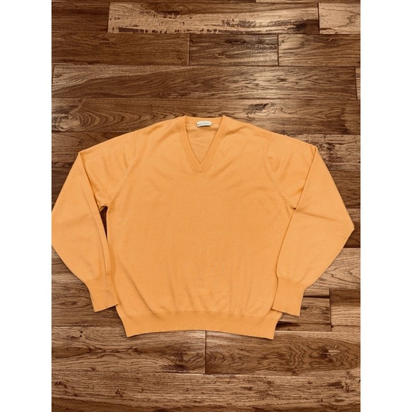 Maus & Hoffman Cashmere V-Neck Pullover Sweater Pale Orange Scotland Men's 2XL